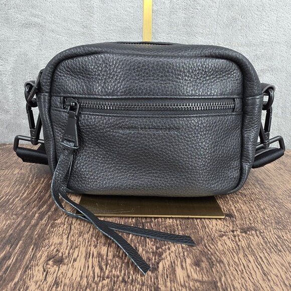 Aimee Kestenberg Connie Convertible Sling Belt Crossbody Bag Black Leather Edgy - Picture 13 of 13